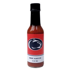 bottle of hot sauce with Penn State Athletic Logo